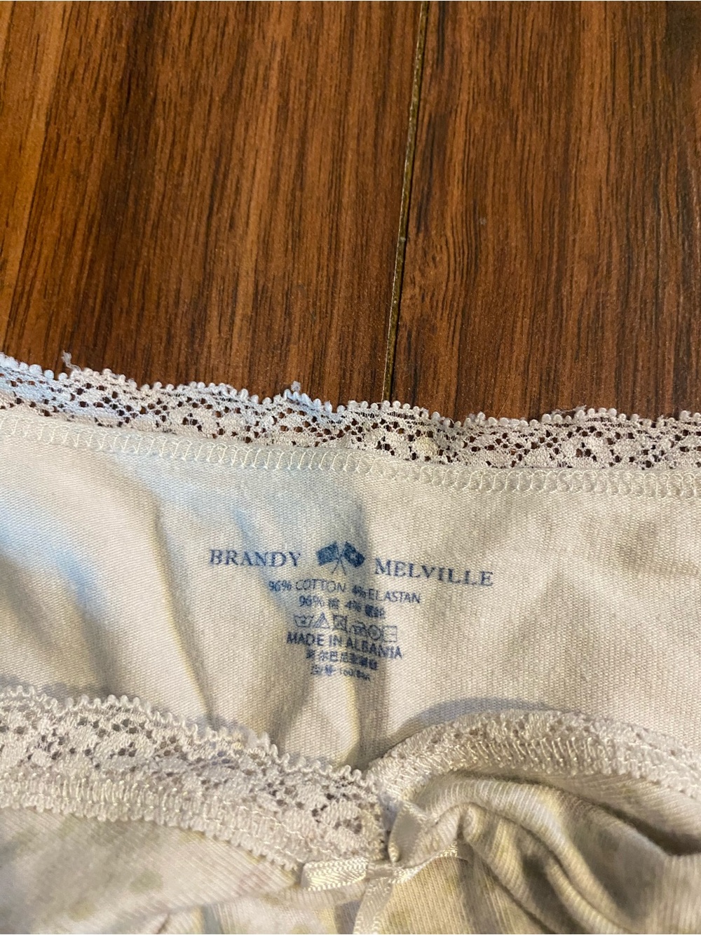 Brandy Melville White Lace-Trim Bikini Panty